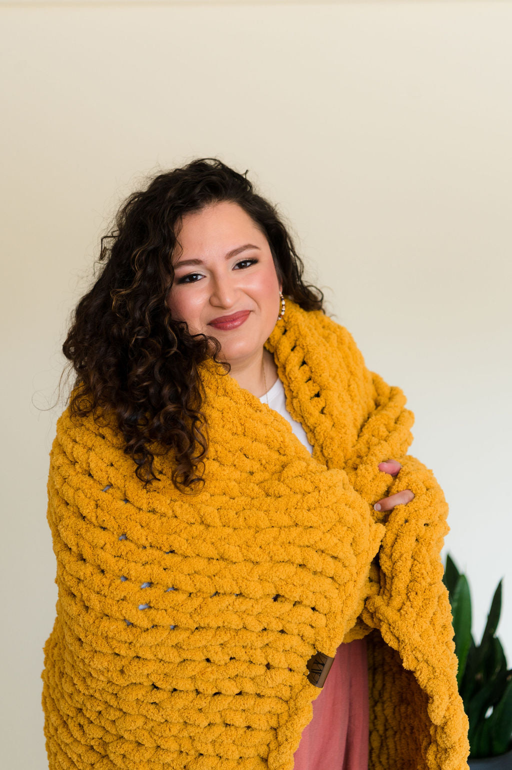 Hand-Knit Chenille Throw Blanket