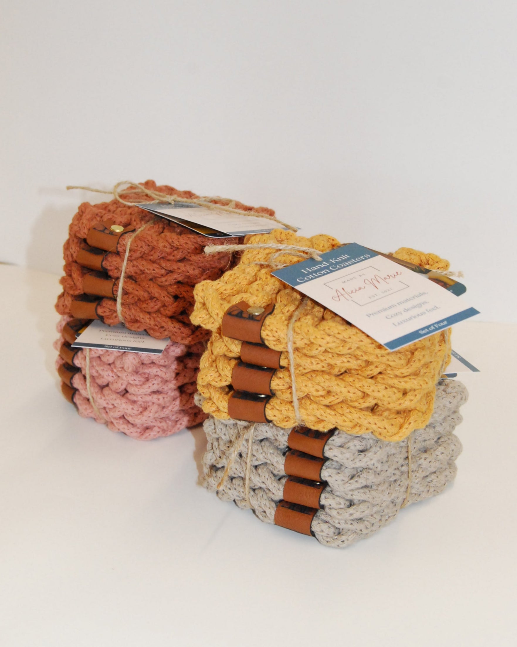 Cotton Knitted Coasters (set of 4)