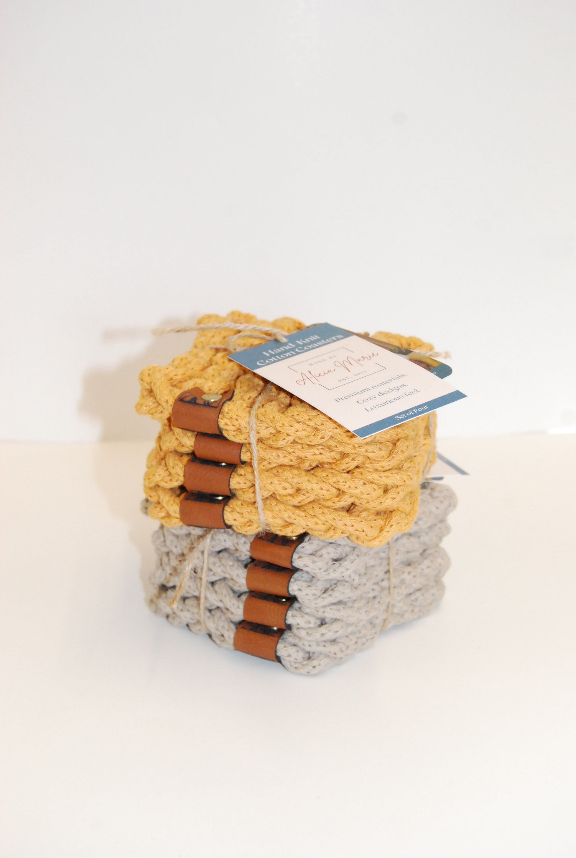 Cotton Knitted Coasters (set of 4)
