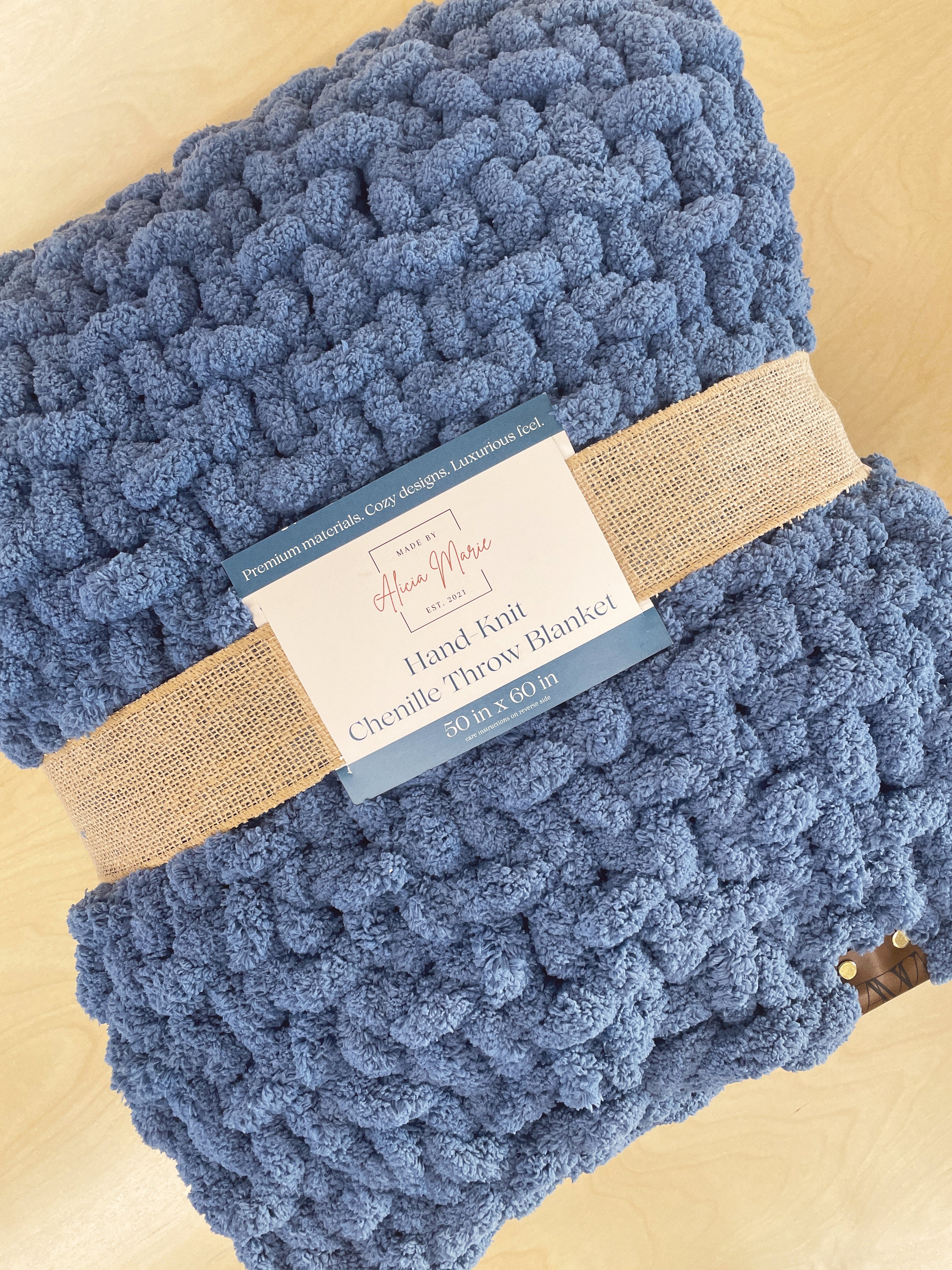 Hand-Knit Chenille Throw Blanket